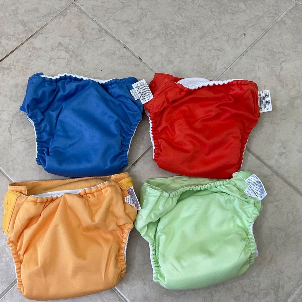 Lot of 4 BumGenius All-In-One Cloth Diapers with inserts EUC OS USA